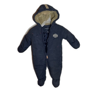 London Fog Varsity American Athletic Infant Snowsuit Winter Navy Blue Size 6-9m